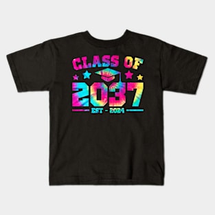 Class Of 2037 Grow With Me First Day Of School Tie Dye Kids T-Shirt